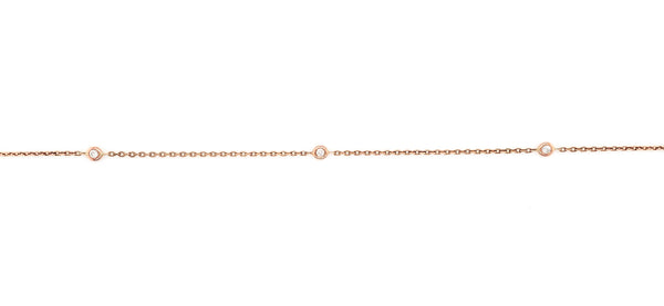 diamond chain 36" long in 14 kt rose gold  18 diamonds = 0.44 cts t.w.