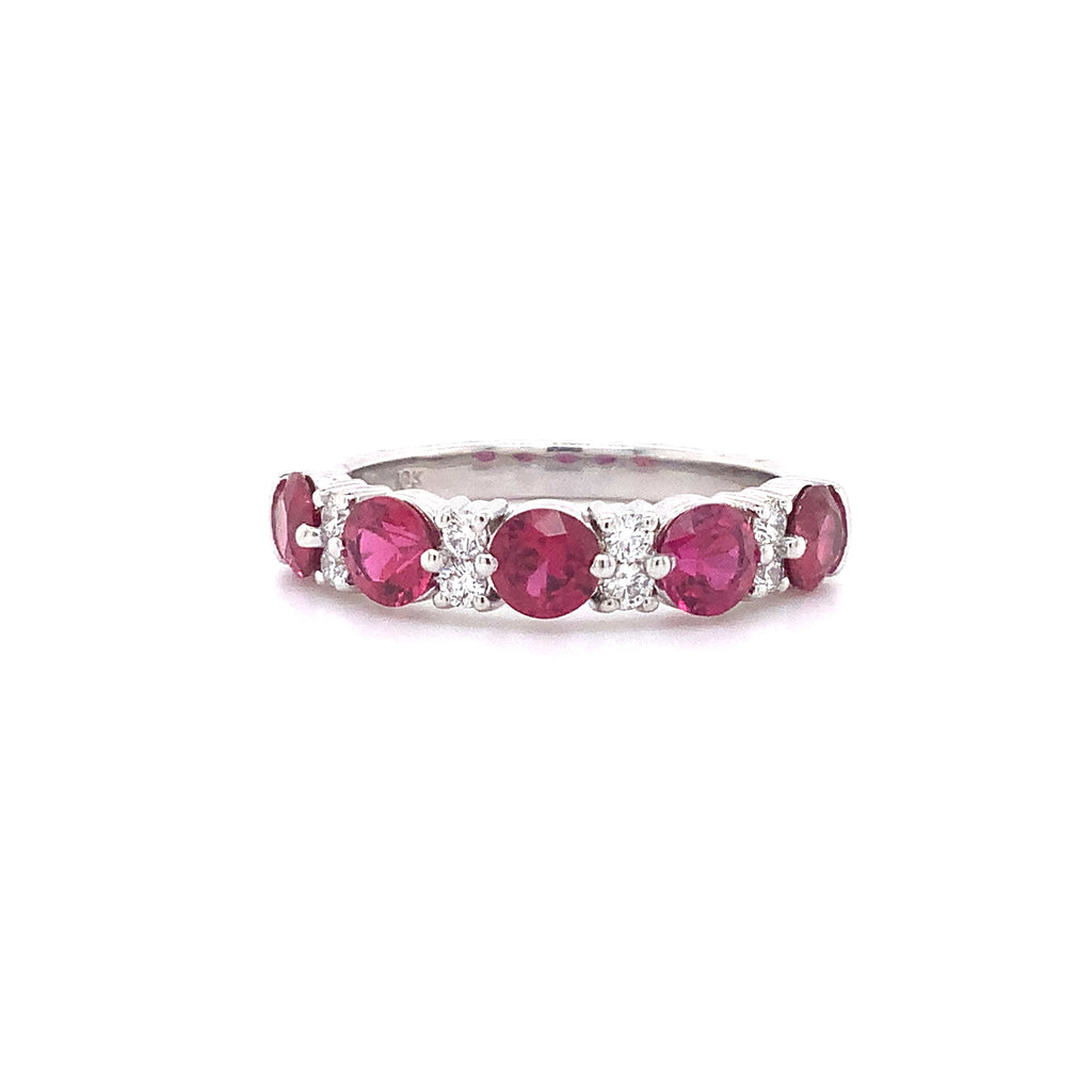 Roman+Jules Gem Quality Ruby and Diamond 5-Stone Band Set in 18Kt White Gold - Image 5 of 5