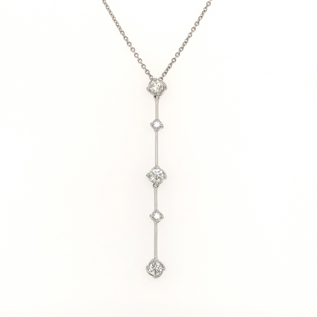 A. Link 5 Stone Drop Diamond Necklace Adjustable Chain 0.62ctw 18 Karat White Gold | Blacy's Fine Jewelers