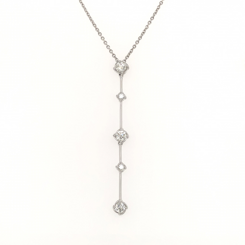 A. Link 5 Stone Drop Diamond Necklace Adjustable Chain 0.62ctw 18 Karat White Gold | Blacy's Fine Jewelers