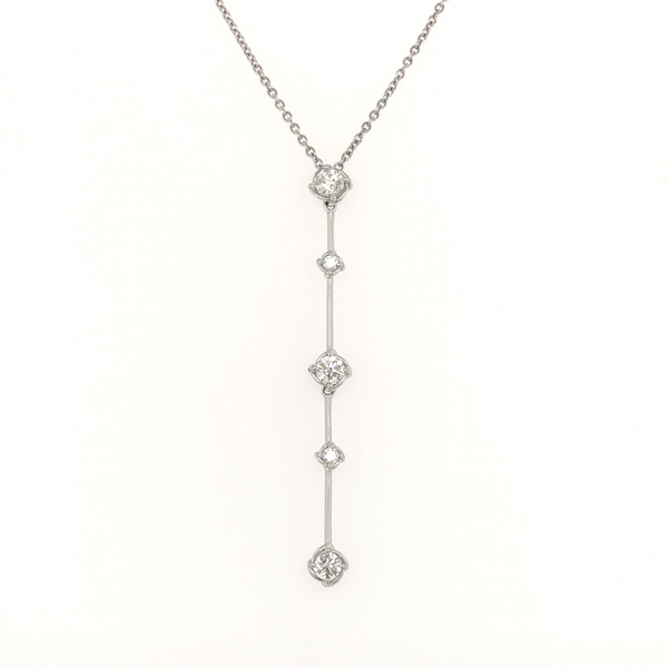 A. Link 5 Stone Drop Diamond Necklace Adjustable Chain 0.62ctw 18 Karat White Gold | Blacy's Fine Jewelers