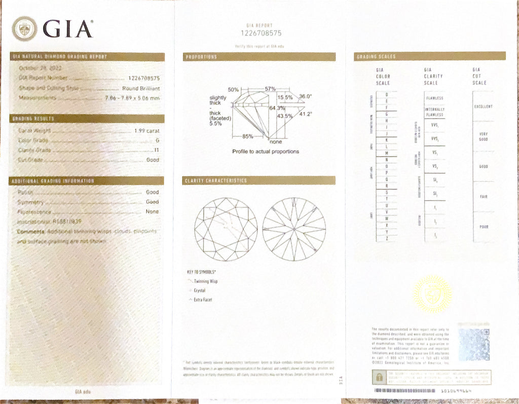 GIA Certified 1.99 ct Solitaire Ring with a Hidden Halo Design set in 14 kt Yellow Gold. - Image 2 of 6