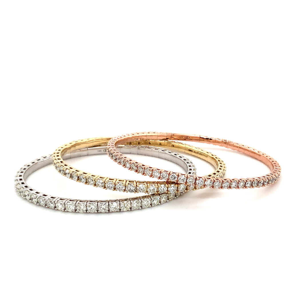 Flexi Single Row Diamond Tennis Bracelet 5.00 Carats t.w. Set in 14 Karat Yellow Gold - Image 5 of 5