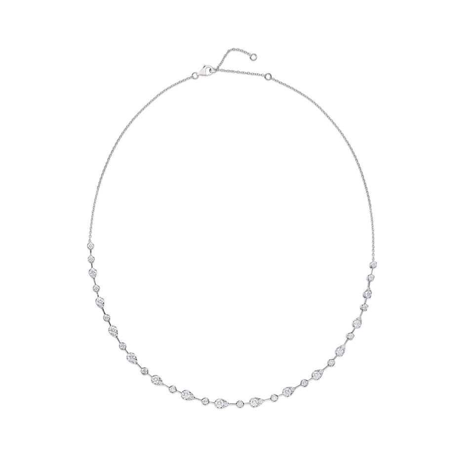 Memoire Collection Diamond Vintage-Inspired Petal Necklace 42 Diamond Equal 3.04 ctw 18K White Gold - Image 1 of 5