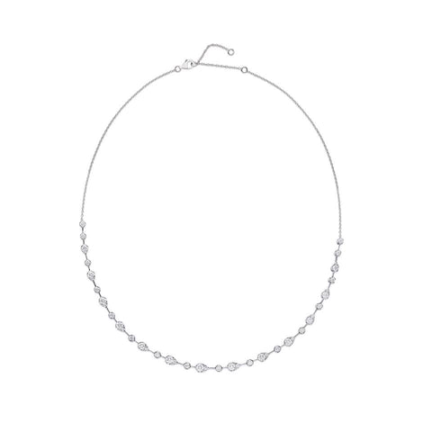 Memoire Collection Diamond Vintage-Inspired Petal Necklace 42 Diamond Equal 3.04 ctw 18K White Gold - Image 1 of 5
