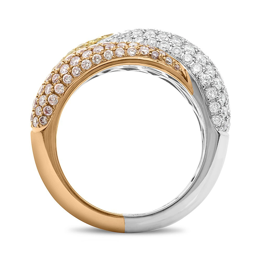 Roman + Jules Fancy Colored Overlapping Diamond Pavé Ring Set in 18K Tri-color Gold - Image 3 of 6