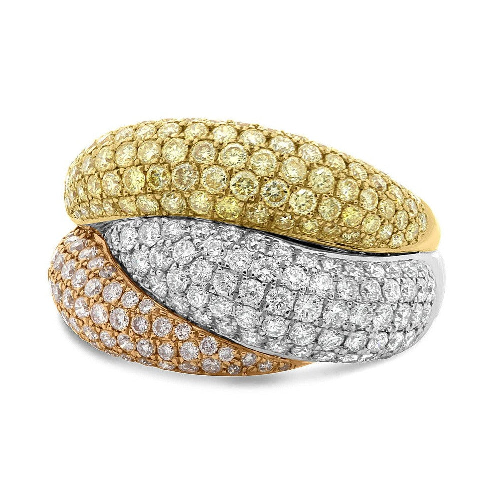 Roman + Jules Fancy Colored Overlapping Diamond Pavé Ring Set in 18K Tri-color Gold - Image 2 of 6