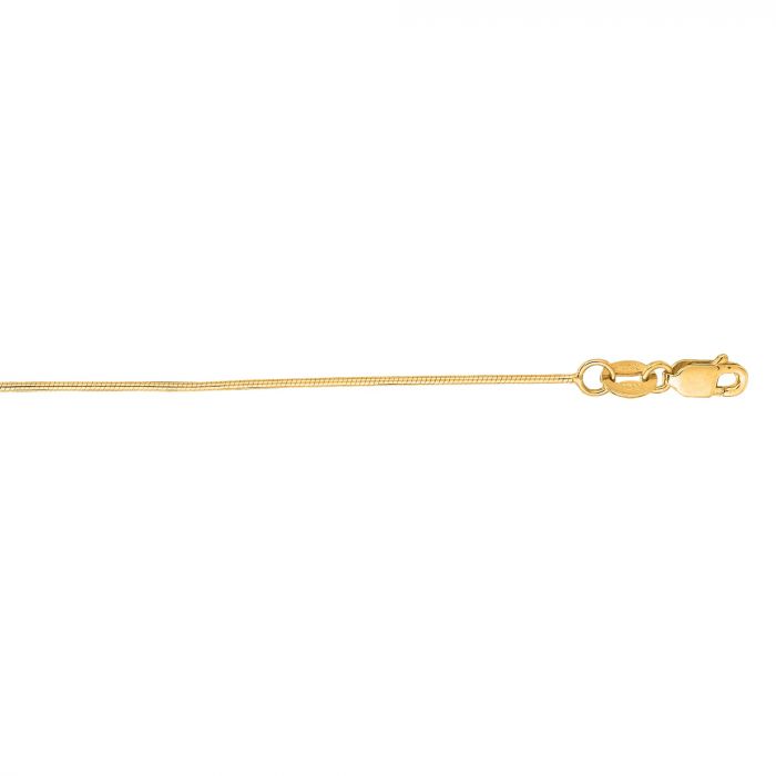 Round Snake Chain with Lobster Clasp 14K Yellow Gold