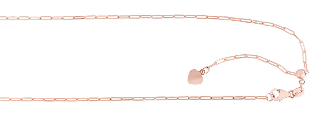 Adjustable Paperclip Chain with Lobster Clasp in 14K Rose Gold