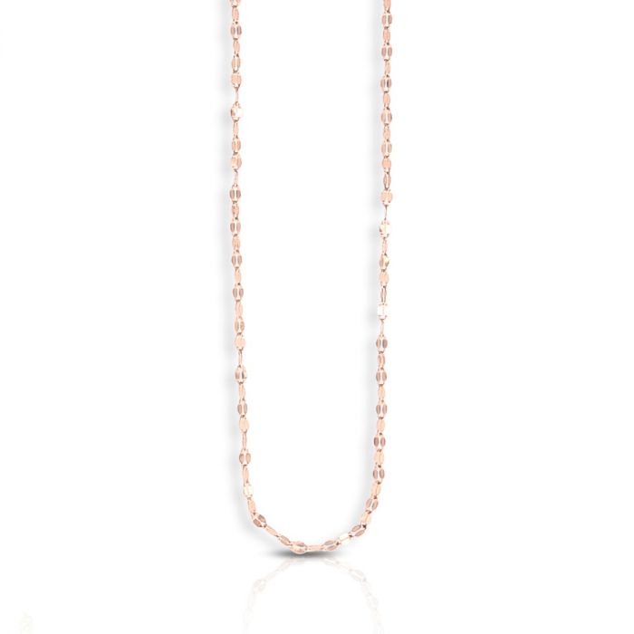 Mirror Rolo Chain with Lobster Clasp. 14K Rose Gold