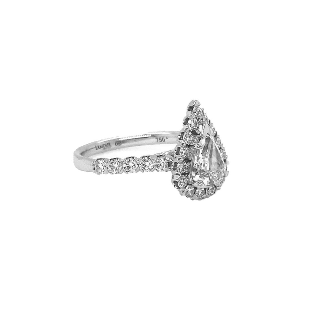 Christopher Designs L'Amour Crisscut® Pear Shape Diamond GIA Engagement Ring 18K White Gold - Image 2 of 6