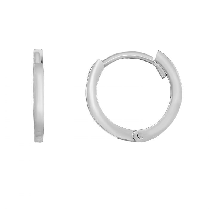 Narrow Polished 14 Karat White Gold Huggie Earring with Hinged Snap Back