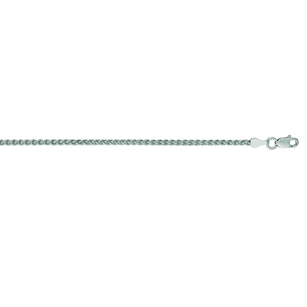 Round Wheat Chain with Lobster Clasp 14K White Gold